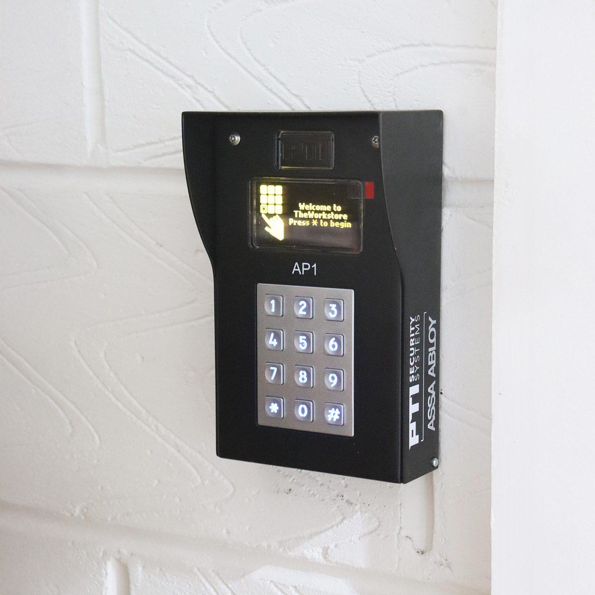 Keypad access point at a TheWorkstore storage unit door